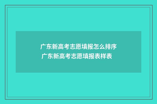 广东新高考志愿填报怎么排序 广东新高考志愿填报表样表