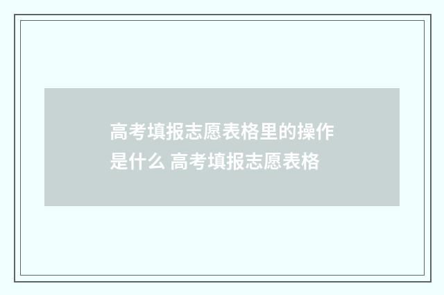 高考填报志愿表格里的操作是什么 高考填报志愿表格