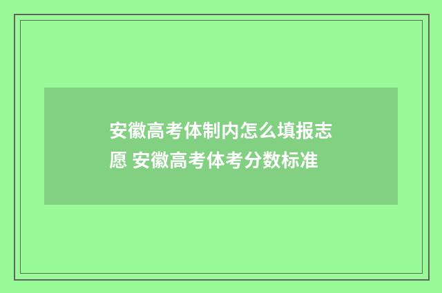 安徽高考体制内怎么填报志愿 安徽高考体考分数标准