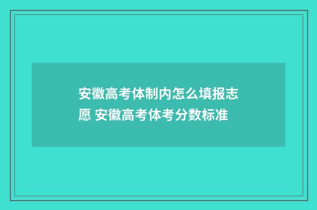 安徽高考体制内怎么填报志愿 安徽高考体考分数标准
