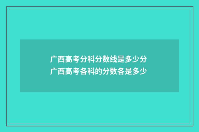 广西高考分科分数线是多少分 广西高考各科的分数各是多少