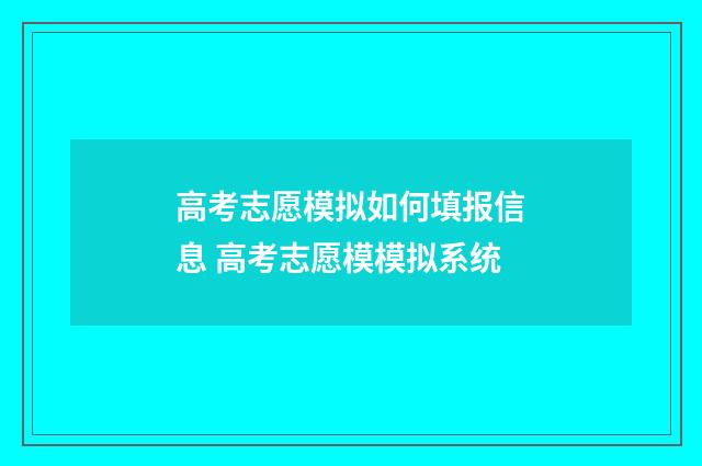 高考志愿模拟如何填报信息 高考志愿模模拟系统