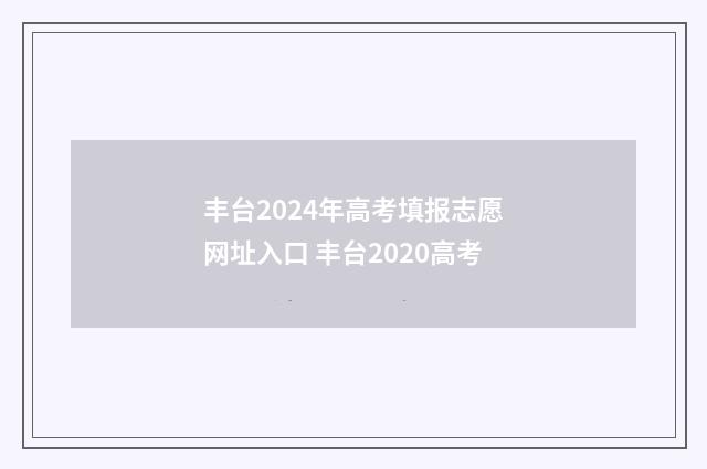 丰台2024年高考填报志愿网址入口 丰台2020高考