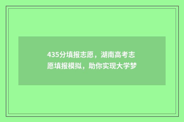 435分填报志愿，湖南高考志愿填报模拟，助你实现大学梦