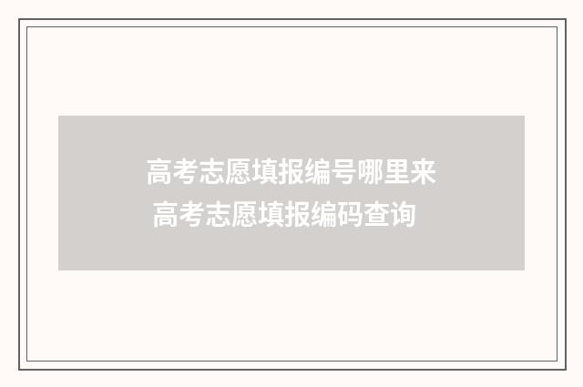 高考志愿填报编号哪里来 高考志愿填报编码查询
