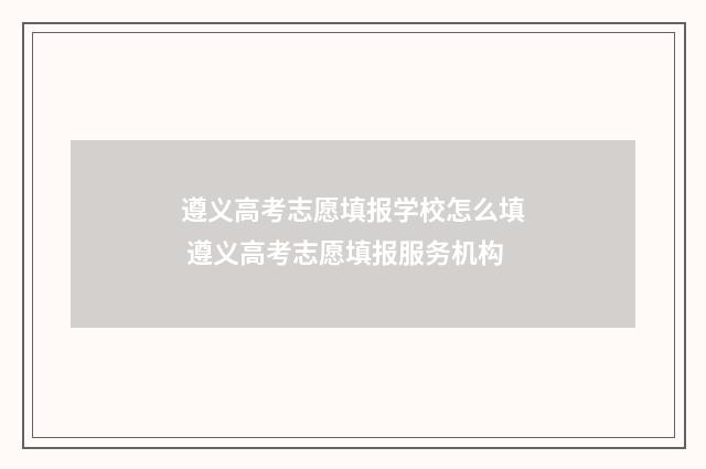 遵义高考志愿填报学校怎么填 遵义高考志愿填报服务机构