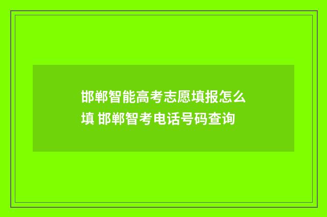 邯郸智能高考志愿填报怎么填 邯郸智考电话号码查询