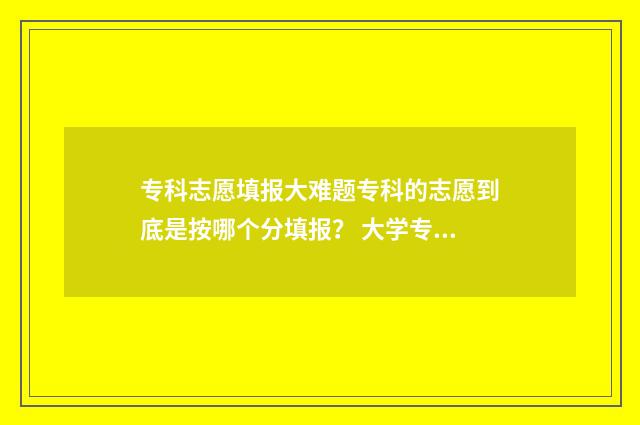 专科志愿填报大难题专科的志愿到底是按哪个分填报？ 大学专科志愿填报
