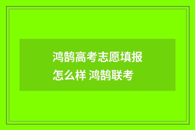 鸿鹄高考志愿填报怎么样 鸿鹄联考