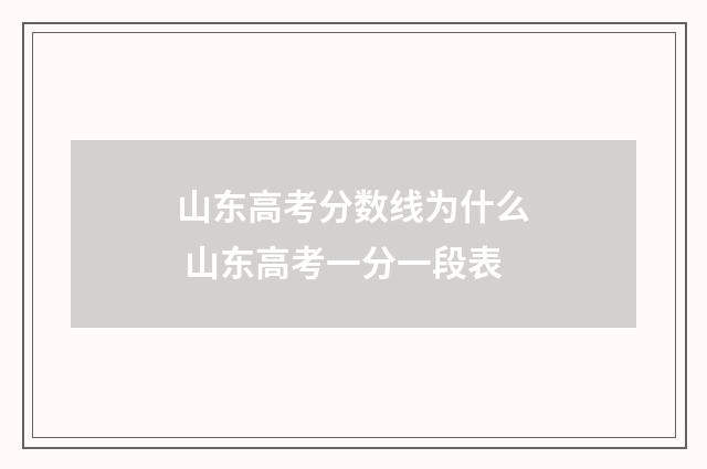 山东高考分数线为什么 山东高考一分一段表