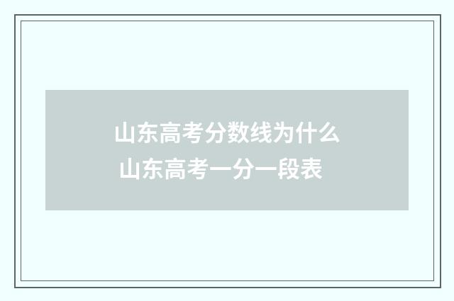 山东高考分数线为什么 山东高考一分一段表