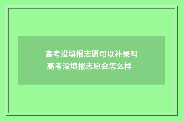 高考没填报志愿可以补录吗 高考没填报志愿会怎么样
