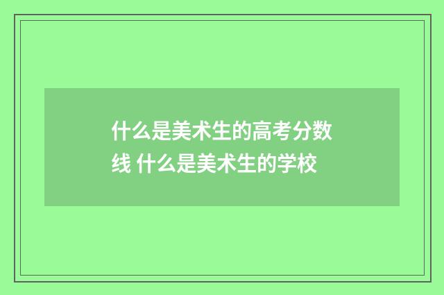 什么是美术生的高考分数线 什么是美术生的学校