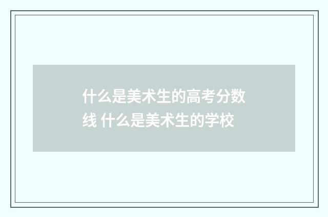 什么是美术生的高考分数线 什么是美术生的学校