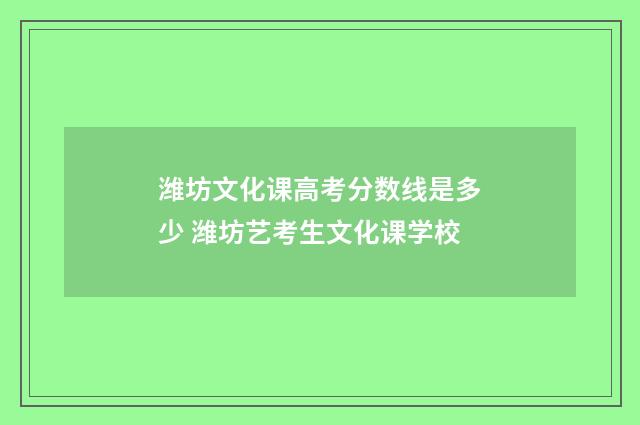 潍坊文化课高考分数线是多少 潍坊艺考生文化课学校