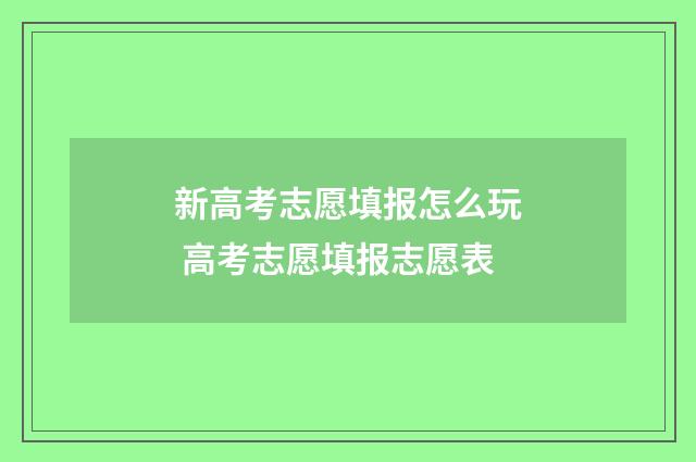新高考志愿填报怎么玩 高考志愿填报志愿表