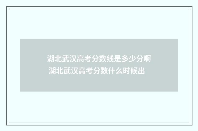 湖北武汉高考分数线是多少分啊 湖北武汉高考分数什么时候出