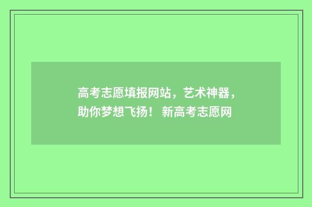 高考志愿填报网站，艺术神器，助你梦想飞扬！ 新高考志愿网