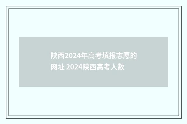 陕西2024年高考填报志愿的网址 2024陕西高考人数