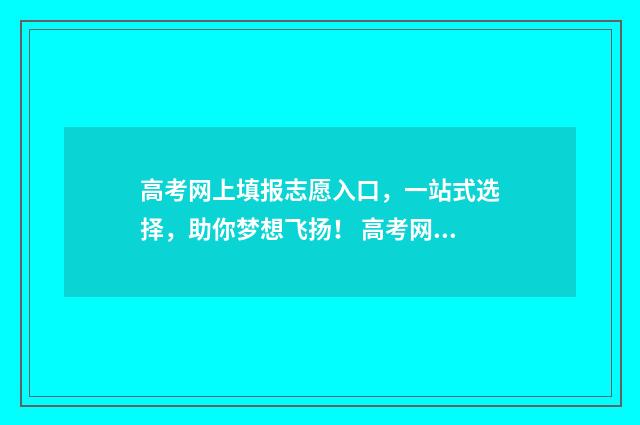 高考网上填报志愿入口，一站式选择，助你梦想飞扬！ 高考网上填报志愿模拟2024