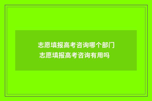 志愿填报高考咨询哪个部门 志愿填报高考咨询有用吗