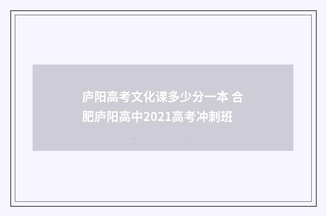 庐阳高考文化课多少分一本 合肥庐阳高中2021高考冲刺班