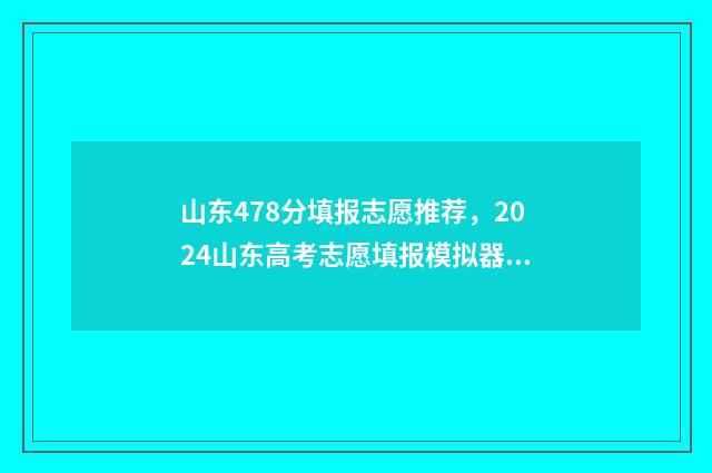 山东478分填报志愿推荐，2024山东高考志愿填报模拟器 山东省高考478分