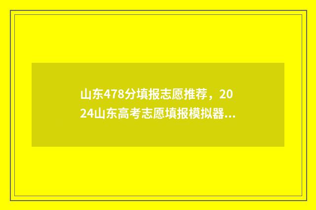 山东478分填报志愿推荐，2024山东高考志愿填报模拟器 山东省高考478分