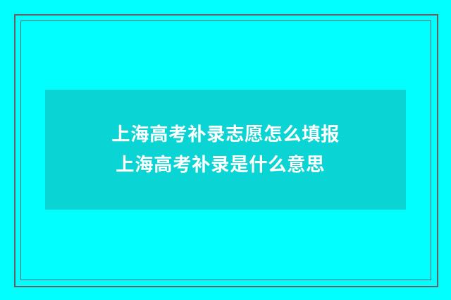 上海高考补录志愿怎么填报 上海高考补录是什么意思