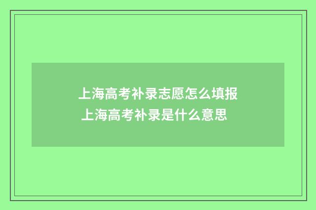 上海高考补录志愿怎么填报 上海高考补录是什么意思