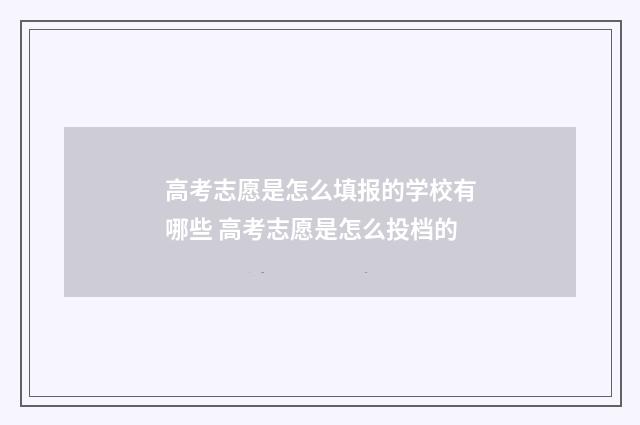 高考志愿是怎么填报的学校有哪些 高考志愿是怎么投档的