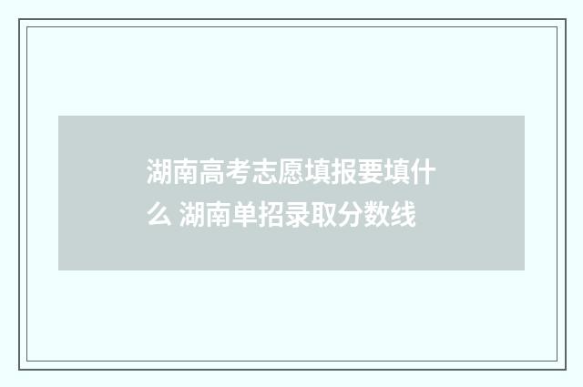 湖南高考志愿填报要填什么 湖南单招录取分数线