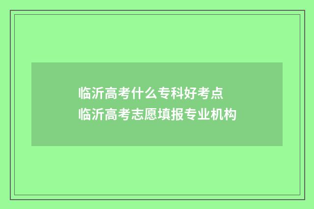 临沂高考什么专科好考点 临沂高考志愿填报专业机构