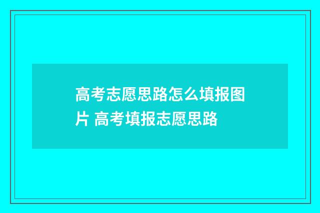 高考志愿思路怎么填报图片 高考填报志愿思路