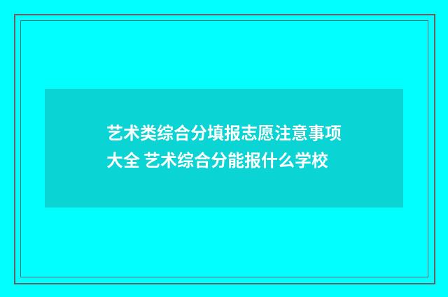 艺术类综合分填报志愿注意事项大全 艺术综合分能报什么学校
