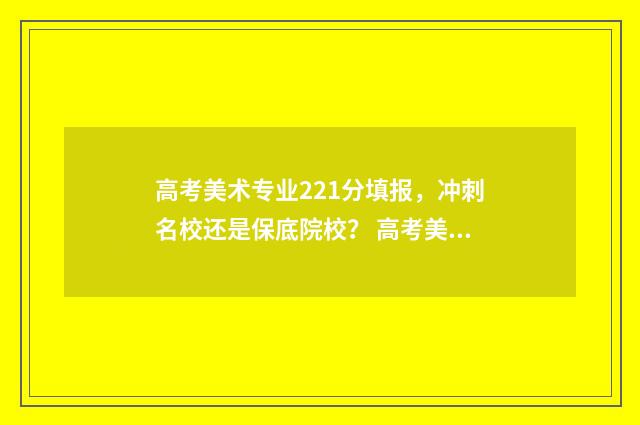 高考美术专业221分填报，冲刺名校还是保底院校？ 高考美术专业分数线