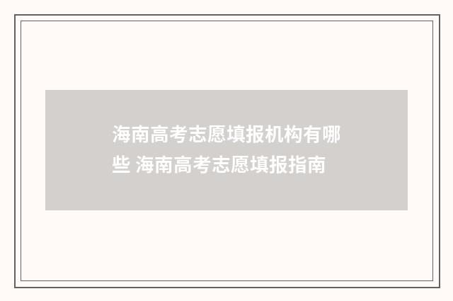 海南高考志愿填报机构有哪些 海南高考志愿填报指南