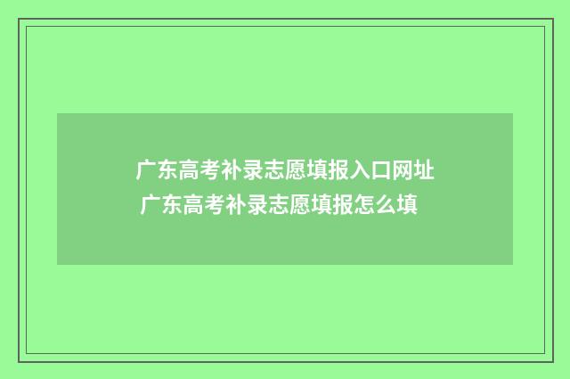 广东高考补录志愿填报入口网址 广东高考补录志愿填报怎么填