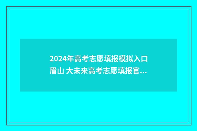 2024年高考志愿填报模拟入口眉山 大未来高考志愿填报官网