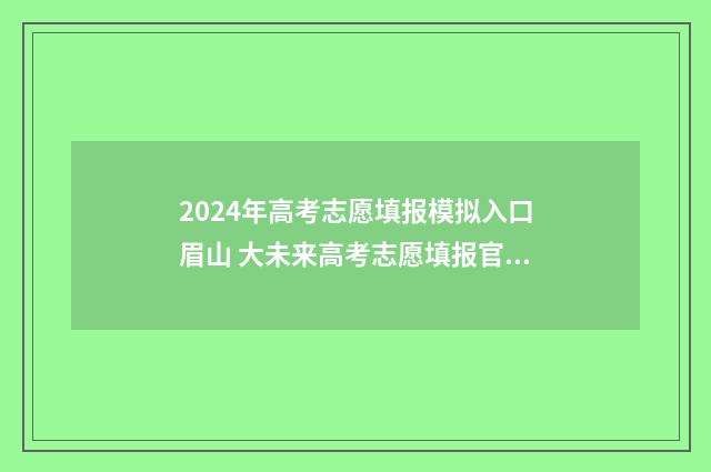 2024年高考志愿填报模拟入口眉山 大未来高考志愿填报官网