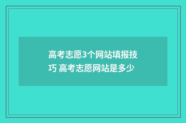 高考志愿3个网站填报技巧 高考志愿网站是多少