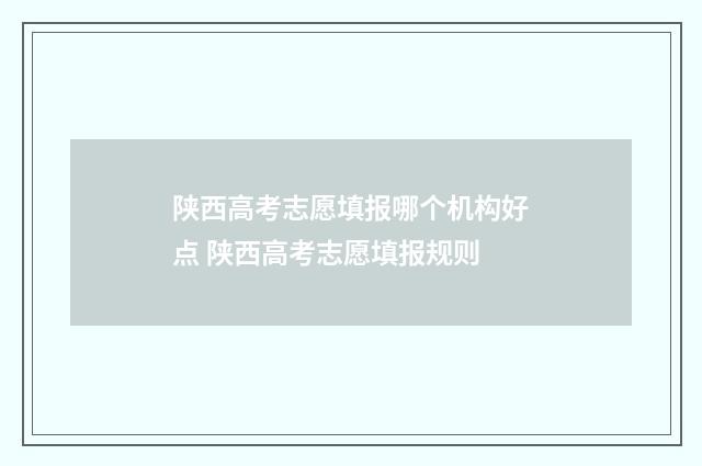 陕西高考志愿填报哪个机构好点 陕西高考志愿填报规则