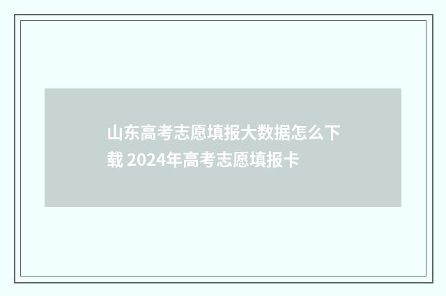 山东高考志愿填报大数据怎么下载 2024年高考志愿填报卡