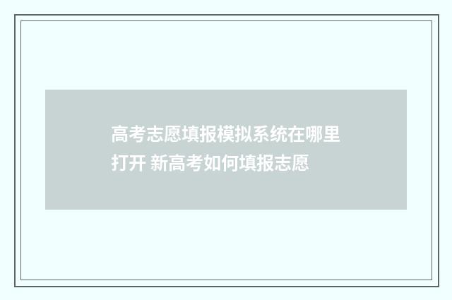 高考志愿填报模拟系统在哪里打开 新高考如何填报志愿