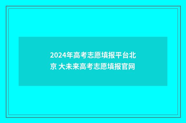 2024年高考志愿填报平台北京 大未来高考志愿填报官网