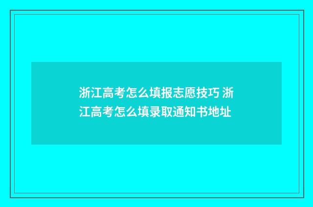 浙江高考怎么填报志愿技巧 浙江高考怎么填录取通知书地址
