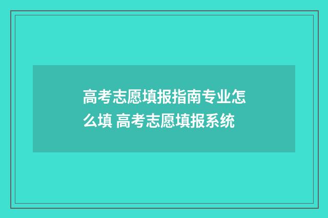 高考志愿填报指南专业怎么填 高考志愿填报系统