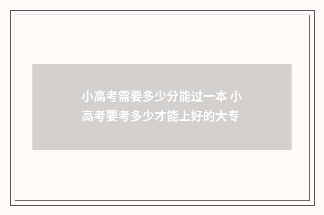 小高考需要多少分能过一本 小高考要考多少才能上好的大专