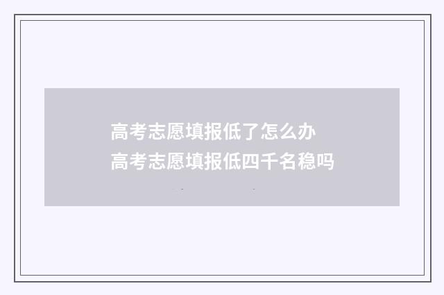 高考志愿填报低了怎么办 高考志愿填报低四千名稳吗