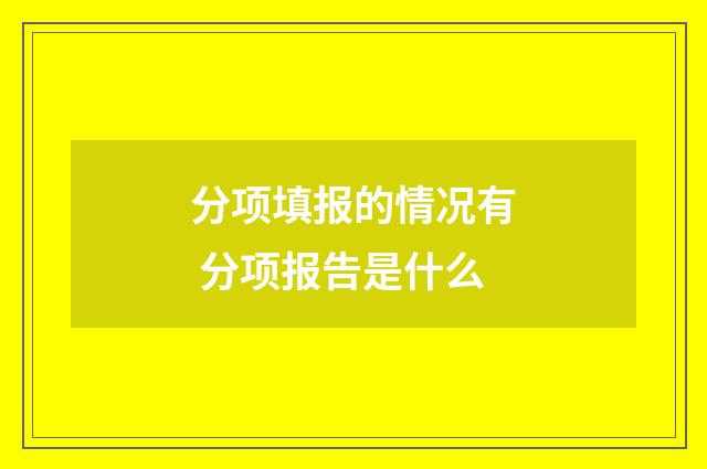 分项填报的情况有 分项报告是什么